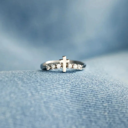 Sterling Silver Cross Engagement Ring