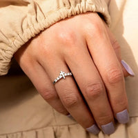 Sterling Silver Cross Engagement Ring