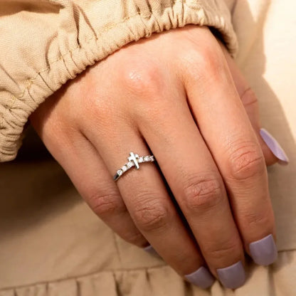 Sterling Silver Cross Engagement Ring