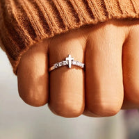 Sterling Silver Cross Engagement Ring