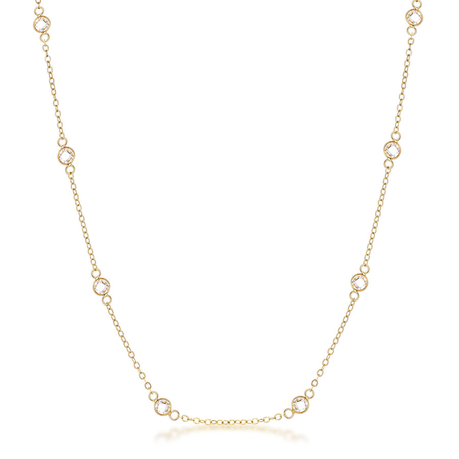 16" 18k Gold Plated Clear Crystal Saturn Necklace
