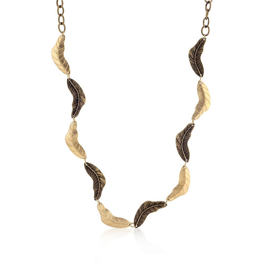 Vintage Leaf Two-Tone Necklace