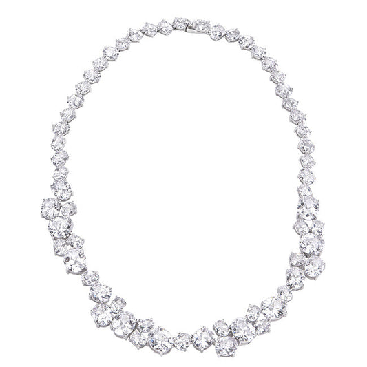 Bejeweled Oval Cubic Zirconia Collar Necklace