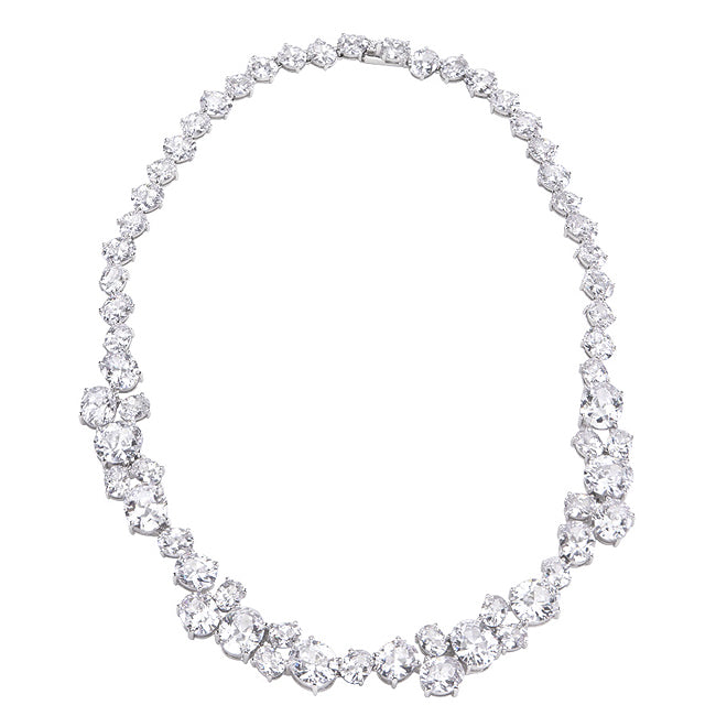 Bejeweled Oval Cubic Zirconia Collar Necklace