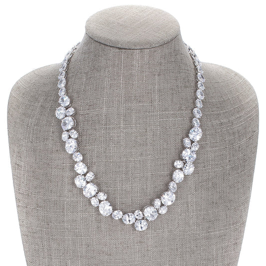Bejeweled Oval Cubic Zirconia Collar Necklace