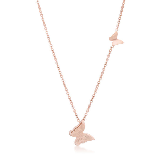 Beatrice Rose Gold Delicate Butterfly Necklace