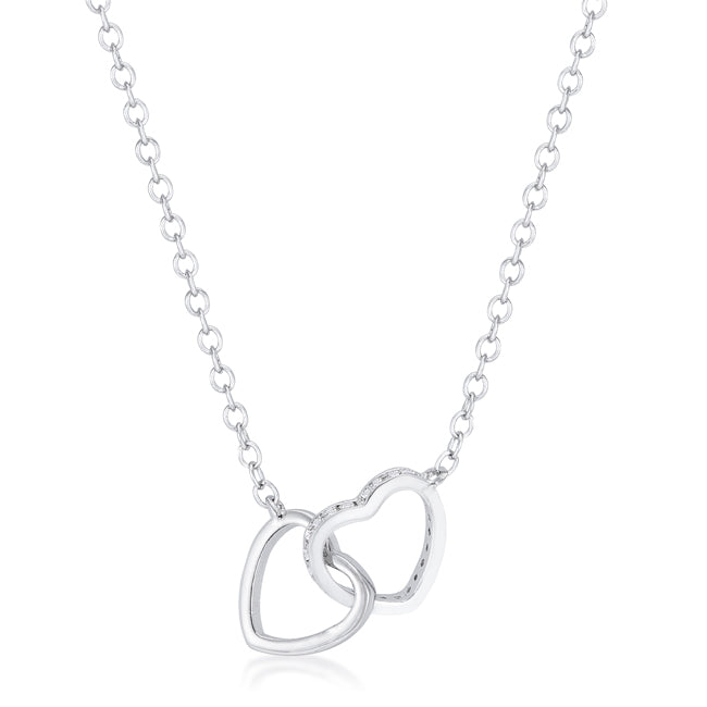 0.22 Ct Interlocking Hearts Necklace with CZ