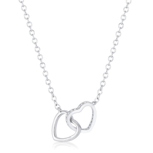 0.22 Ct Interlocking Hearts Necklace with CZ