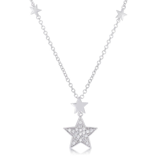 Rhodium Star Necklace with Shimmering Cubic Zirconia
