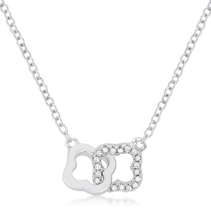 0.21 Ct Rhodium Necklace with Floral Links