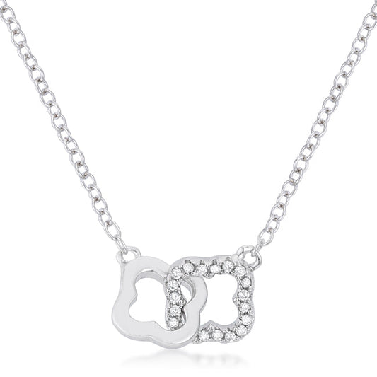 0.21 Ct Rhodium Necklace with Floral Links