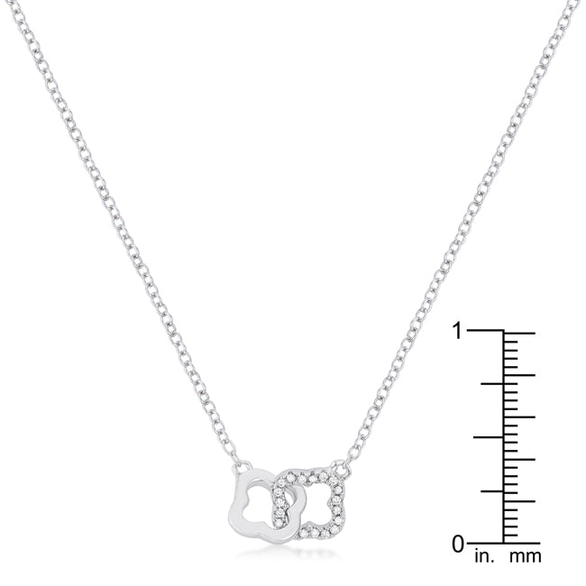 0.21 Ct Rhodium Necklace with Floral Links