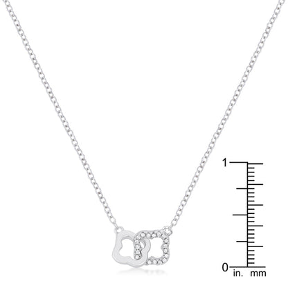0.21 Ct Rhodium Necklace with Floral Links