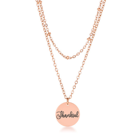 Delicate Thankful Necklace in Rose Gold