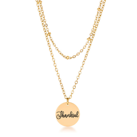 Delicate Thankful Necklace, 18k Gold Plated