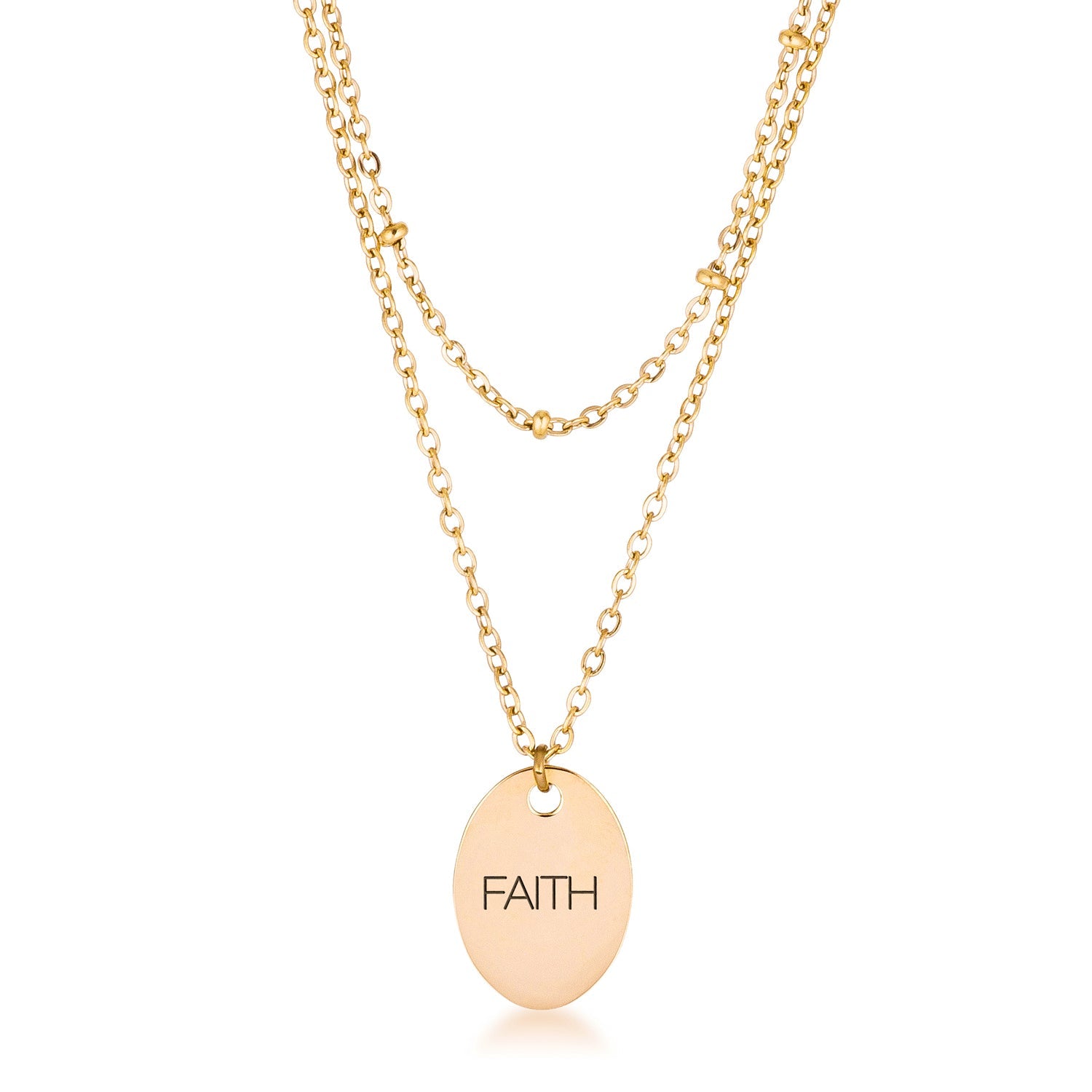 18k Gold Plated Double Chain Faith Necklace