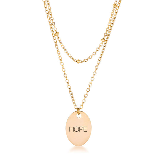 18k Gold-Plated Double Chain HOPE Necklace