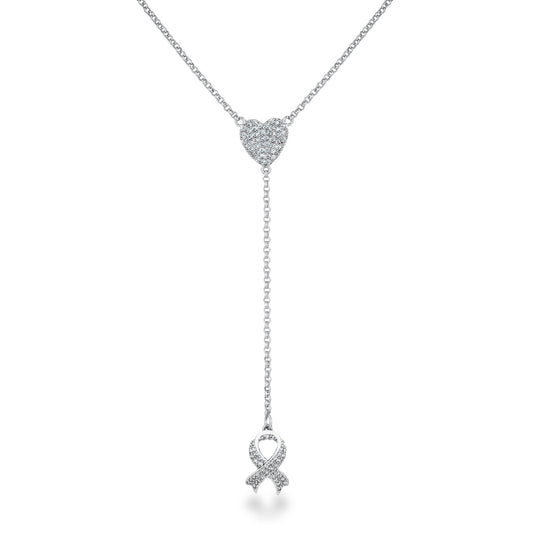 Rhodium Plated CZ Y Necklace