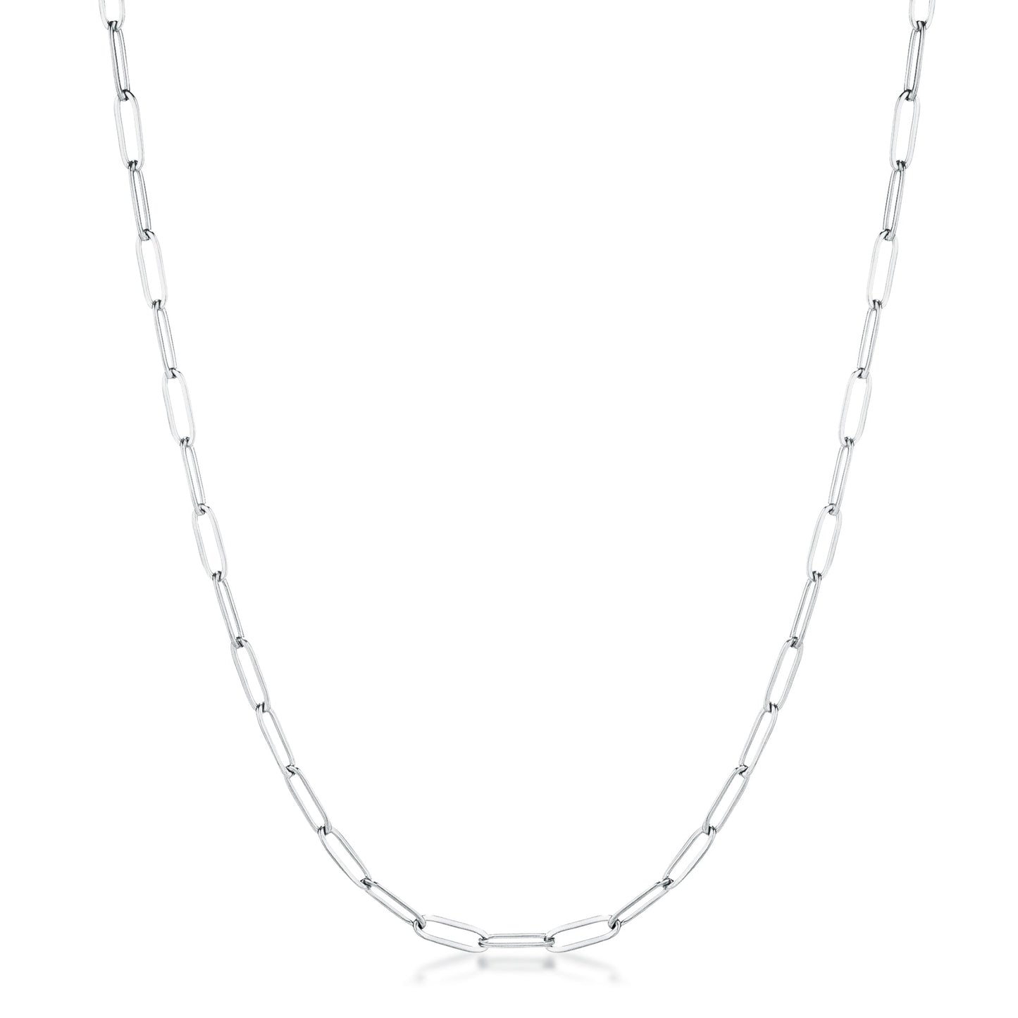 16in Rhodium Plated Paperclip Chain Necklace