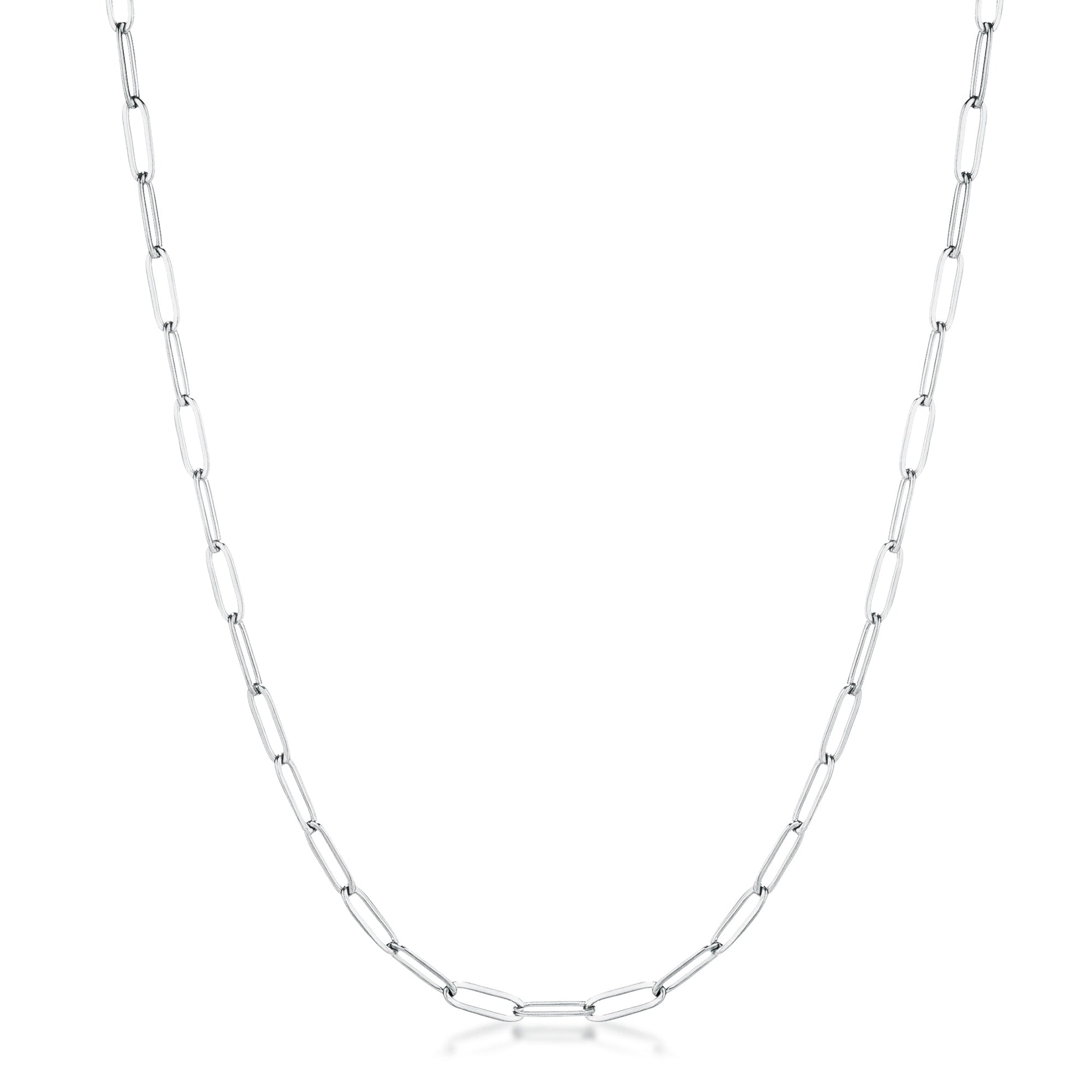16in Rhodium Plated Paperclip Chain Necklace