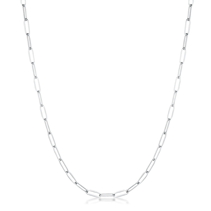 Rhodium Plated Petite Paperclip Necklace, 16 in