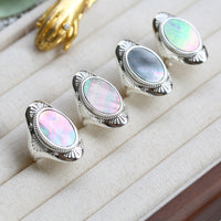 Natural Black Mother of Pearl Shell Statement Ring