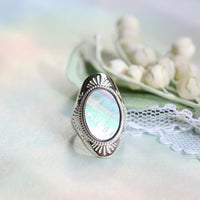 Natural Black Mother of Pearl Shell Statement Ring