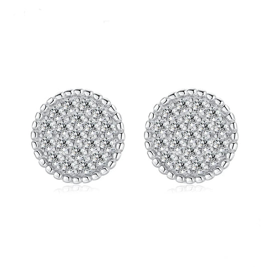 Sterling Silver Round Cluster Stud Earrings