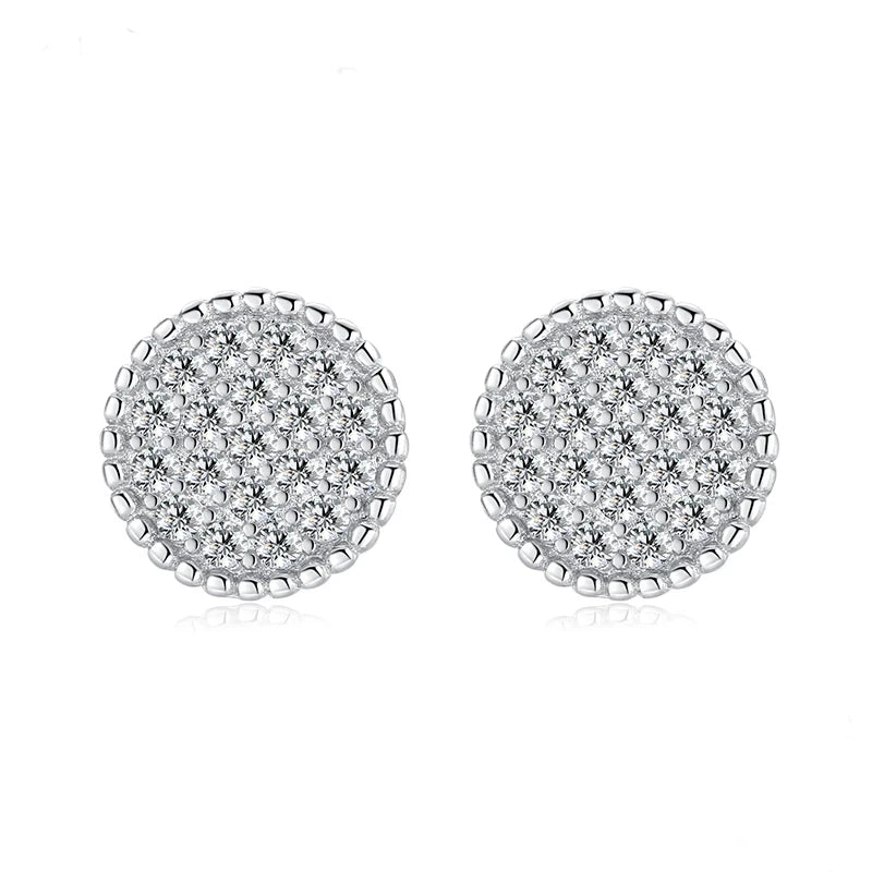Sterling Silver Round Cluster Stud Earrings