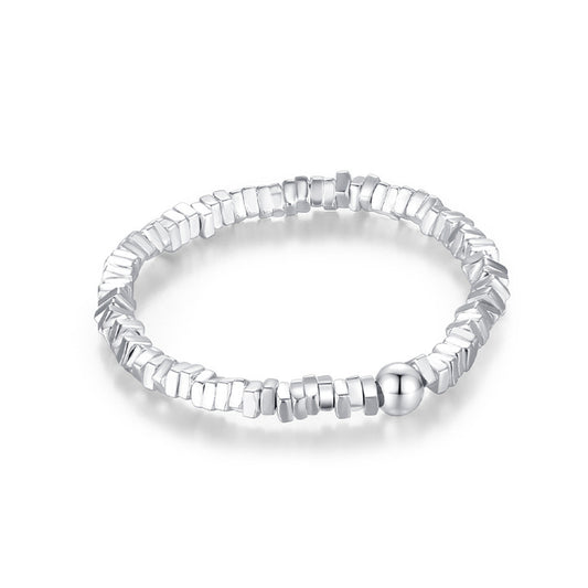 Sterling Silver Adjustable Irregular Beads Ring
