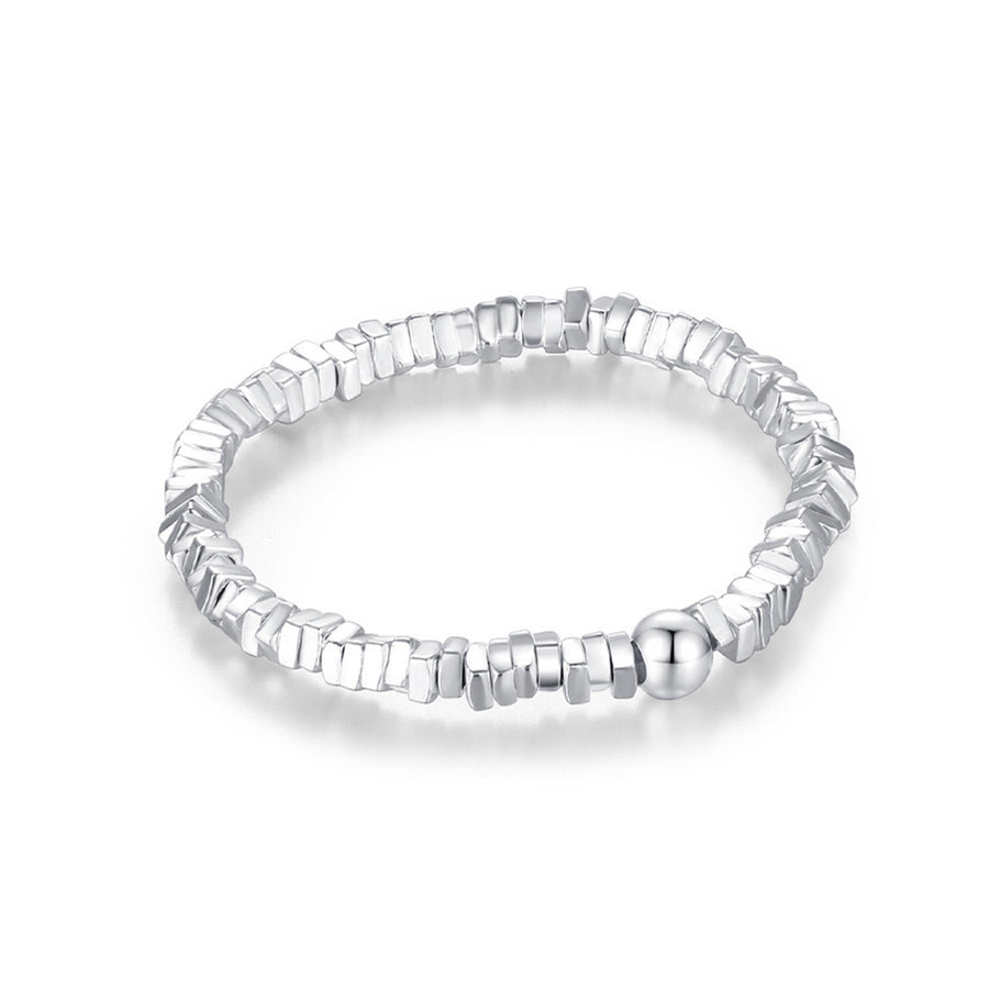 Sterling Silver Adjustable Irregular Beads Ring
