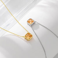 Sterling Silver Square Champagne Necklace