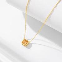 Sterling Silver Square Champagne Necklace