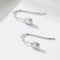 Sterling Silver Oval Ear Hook Earrings