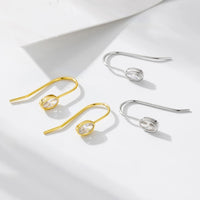 Sterling Silver Oval Ear Hook Earrings
