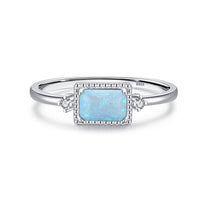 Sterling Silver Lab Created Opal Ring for Women