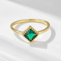 Sterling Silver Created Green Emerald Ring