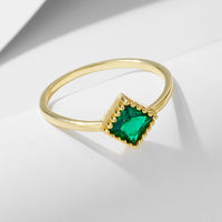 Sterling Silver Created Green Emerald Ring