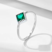 Sterling Silver Created Green Emerald Ring