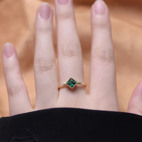 Sterling Silver Created Green Emerald Ring