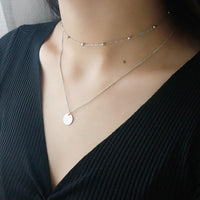Layered Disc Choker Necklace in Sterling Silver