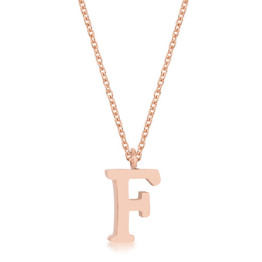Elaina Rose Gold F Initial Necklace