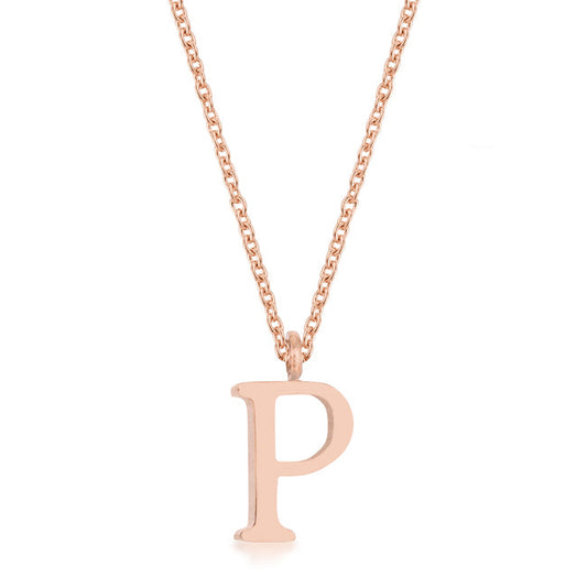 Elaina Rose Gold P Initial Necklace