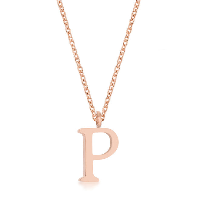 Elaina Rose Gold P Initial Necklace