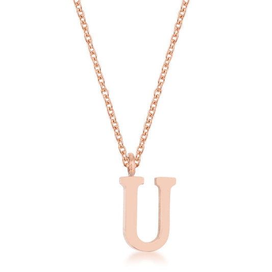 Elaina Rose Gold U Initial Necklace
