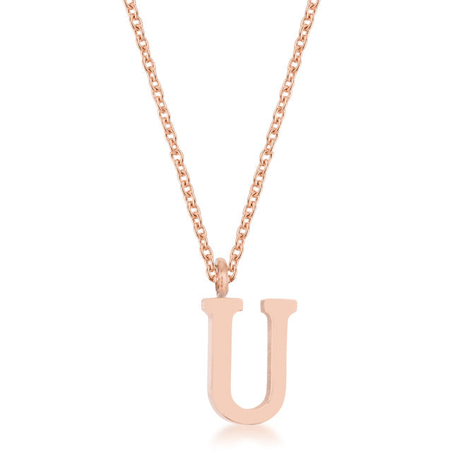 Elaina Rose Gold U Initial Necklace