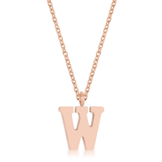 Elaina Rose Gold W Initial Necklace