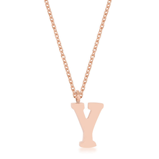 Elaina Rose Gold Script Y Necklace
