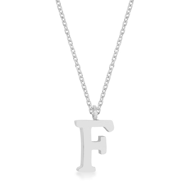 Elaina Rhodium F Initial Necklace
