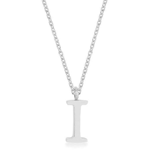 Elaina Rhodium Initial Necklace - I